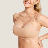 Women's Ribbed Scoop Nursing Bralette Gravel Beige