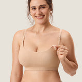 Women's Ribbed Scoop Nursing Bralette Beige 2