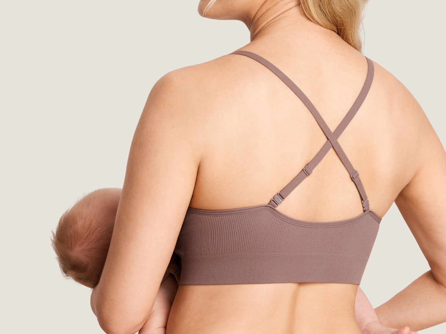 Women's Ribbed Scoop Nursing Bralette Warm Beige