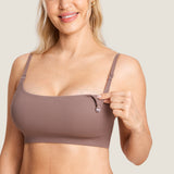 Women's Ribbed Scoop Nursing Bralette Warm Beige