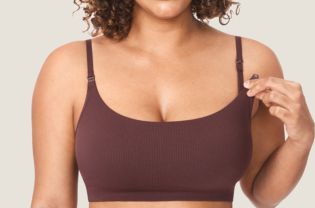 Women's Ribbed Scoop Nursing Bralette Grapefruit Orange 2