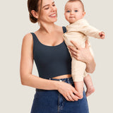 Women's V Neck Nursing Crop Tank Top Twilight Blue