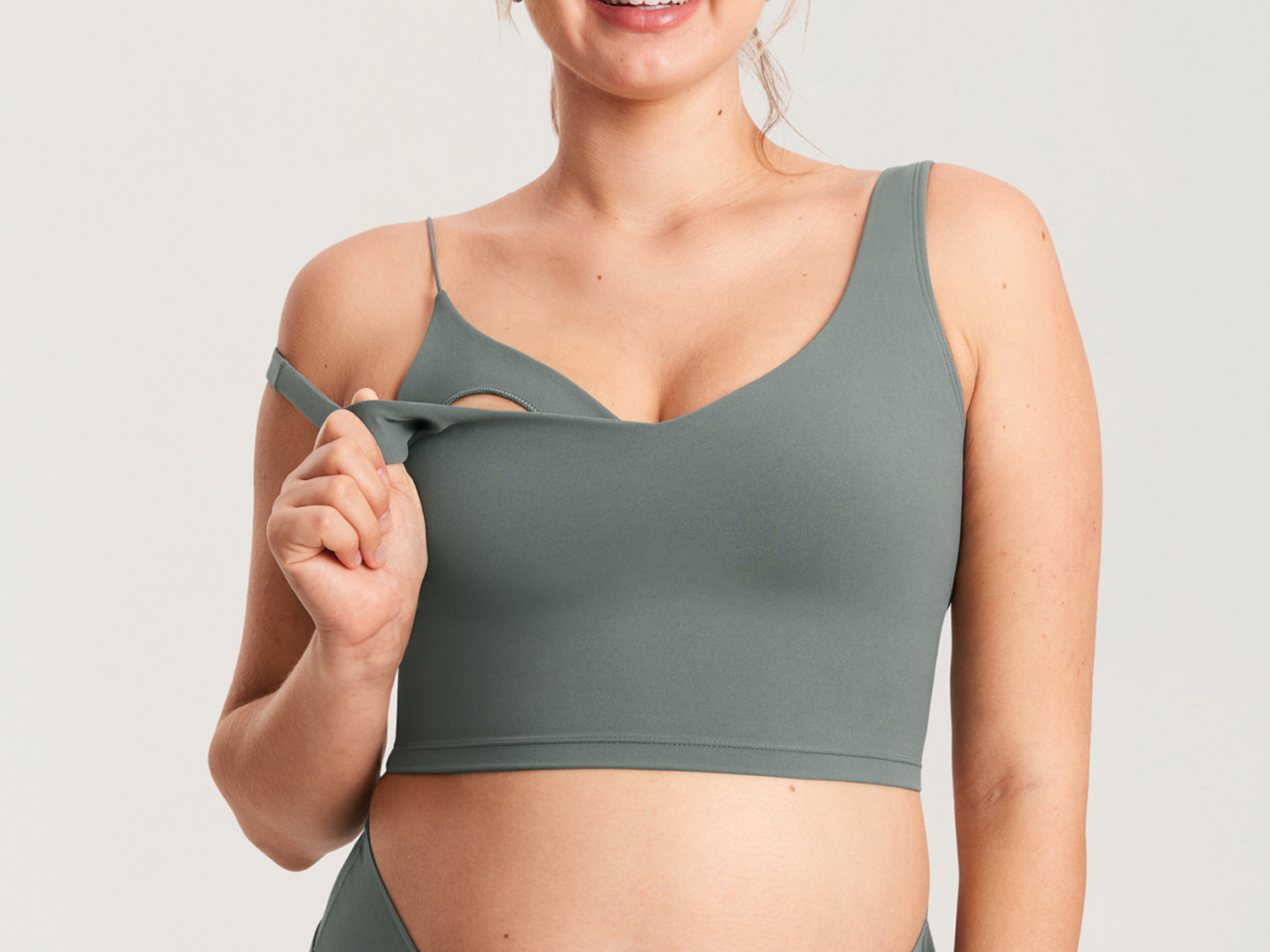 Women's V Neck Nursing Crop Tank Top Lilac Air