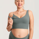 Women's V Neck Nursing Crop Tank Top Lilac Air