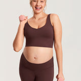 Women's V Neck Nursing Crop Tank Top Grey Sage
