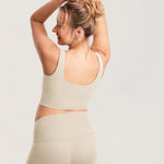 Women's V Neck Nursing Crop Tank Top Taupe