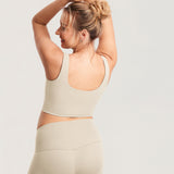Women's V Neck Nursing Crop Tank Top Taupe