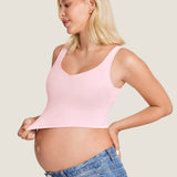 Women's V Neck Nursing Crop Tank Top Taupe