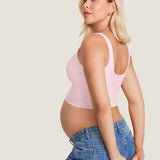 Women's V Neck Nursing Crop Tank Top Taupe
