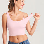 Women's V Neck Nursing Crop Tank Top Taupe