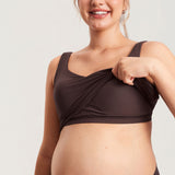 Women's V Neck Nursing Crop Tank Top Mojave Tan
