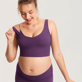 Women's V Neck Nursing Crop Tank Top Mojave Tan