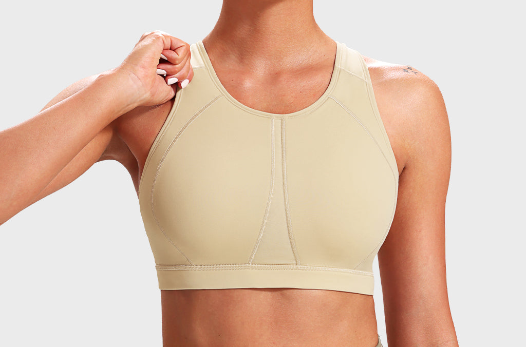 Women's High Neck Racerback Sports Bra Oil Gray