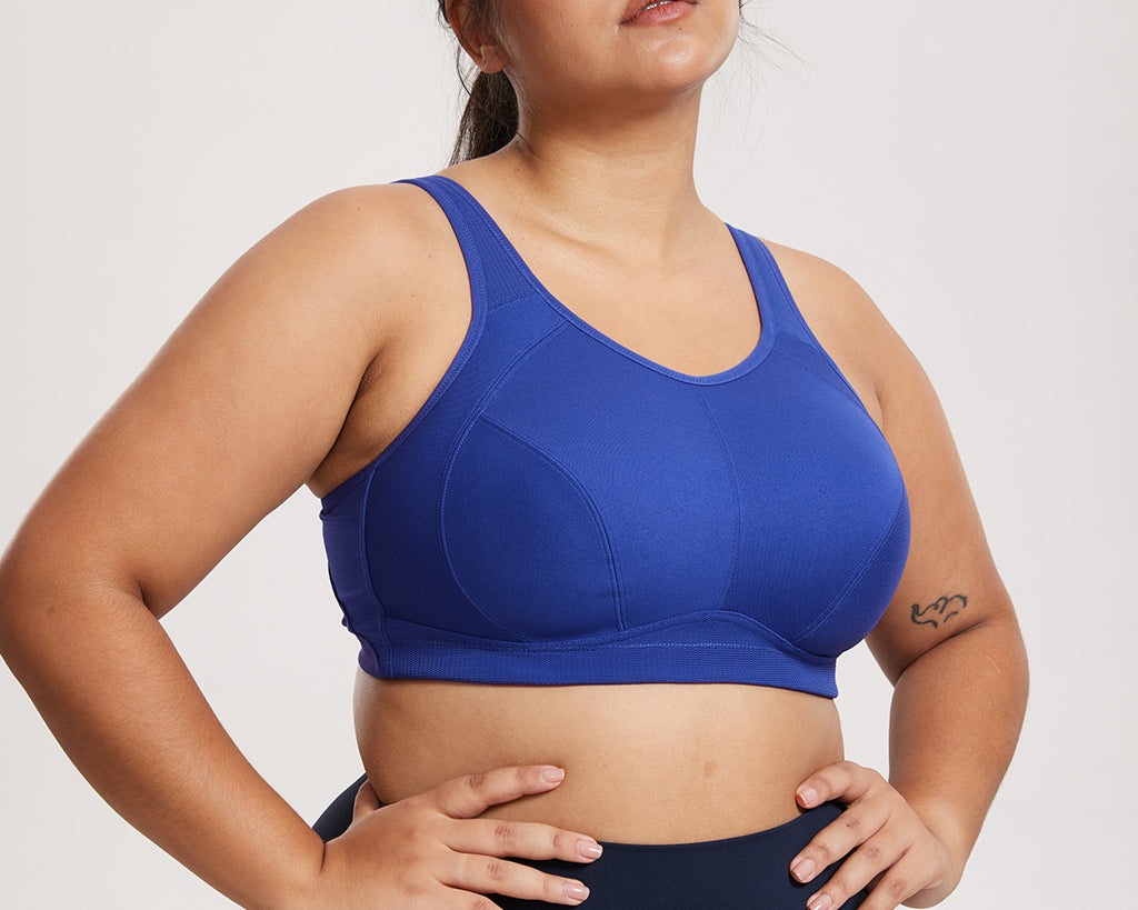 Women's Full Coverage Wireless Sport Bra Waves Blue
