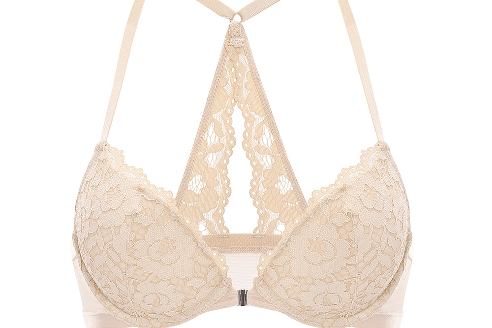 Women's Lacy Racerback Bra Beige