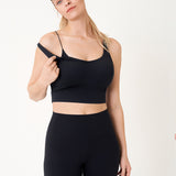 Women's V Neck Nursing Crop Tank Top Black