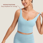 Women's V Neck Nursing Crop Tank Top Pure Blue