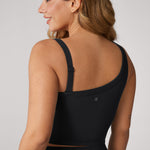 Women's Hugcurve One Shoulder Longline Sports Bra - Detachable Shoulder Strap Black