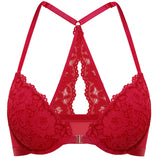 Women's Lacy Racerback Bra Lipstick Red