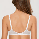Women's Sexy Mesh Lace Balconette Bra White