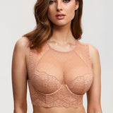 Women's Classic Lacy Mesh Bra Top Cream Coffee @model_info:ES1