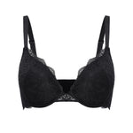 Women's Lacy Plunge Push Up Bra Black