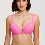 Women's Lacy Plunge Push Up Bra Crabapple Pink