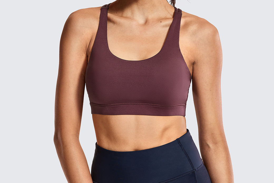 CRZ YOGA Women's Cross Back Sports Bra Black