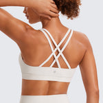 CRZ YOGA Women's Cross Back Sports Bra Magenta Purple