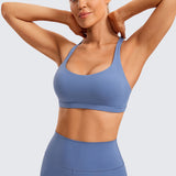 CRZ YOGA Women's Strappy Sports Bras Curtain Violet Ash