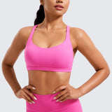 CRZ YOGA Women's Strappy Sports Bras Hibiscus Purple