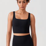 CRZ YOGA Women's Square Neck Longline Sports Bra Grape Thistle Purple