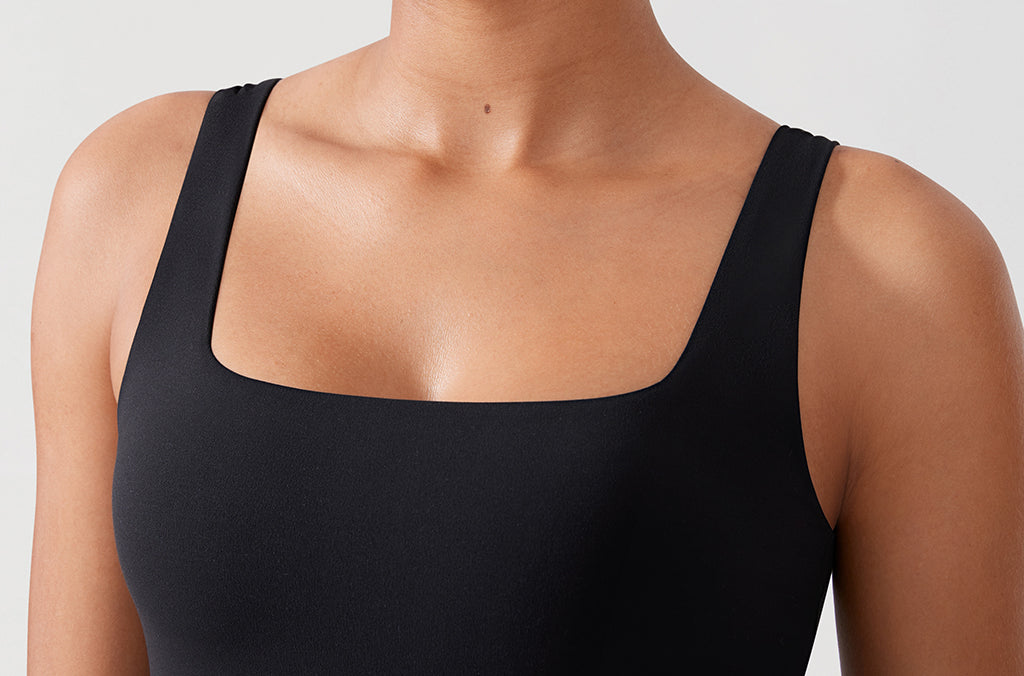 CRZ YOGA Women's Square Neck Longline Sports Bra Legend Green