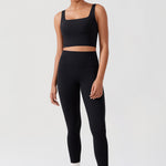 CRZ YOGA Women's Square Neck Longline Sports Bra Legend Green