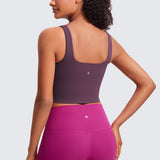 CRZ YOGA Women's Square Neck Longline Sports Bra Hot Fudge Brown
