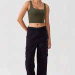 CRZ YOGA Women's Square Neck Longline Sports Bra Ripe Plum