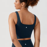 CRZ YOGA Women's Square Neck Longline Sports Bra Washed Mauve