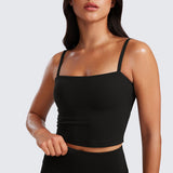 CRZ YOGA Women's Adjustable Longline Sports Bra Taupe