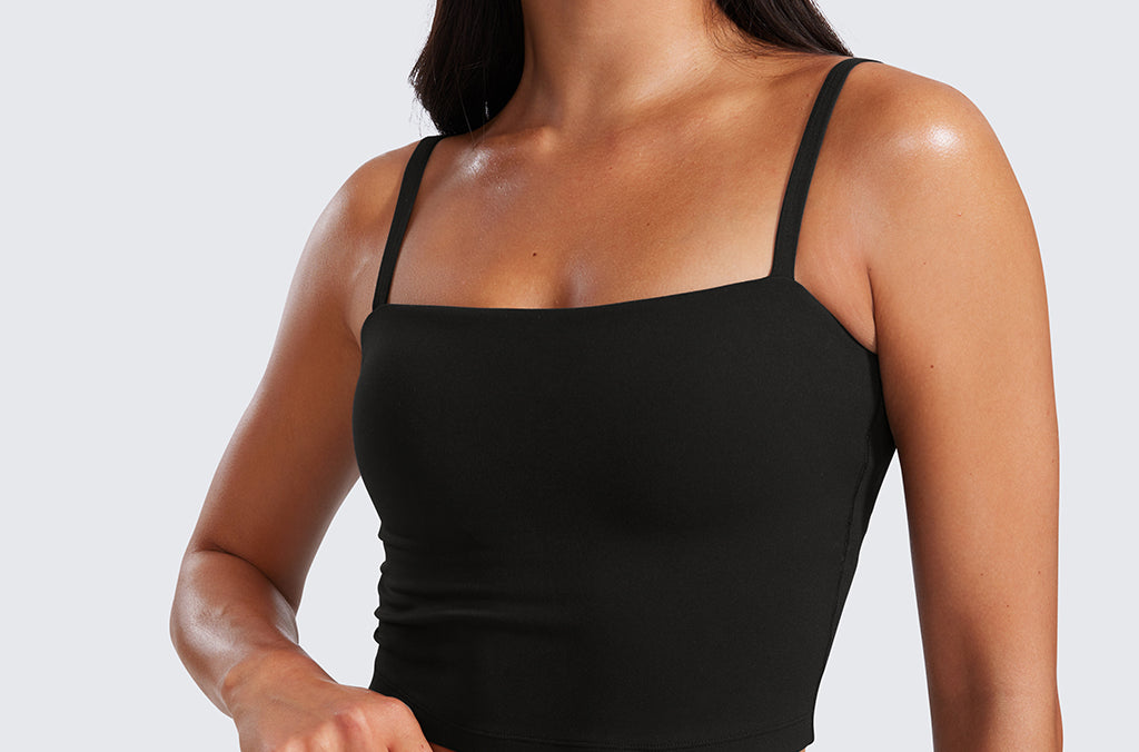 CRZ YOGA Women's Adjustable Longline Sports Bra Taupe