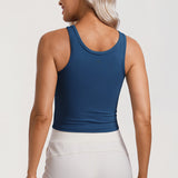 CRZ YOGA Women's Double Lined Tank Top French Navy