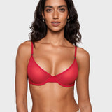 Women's Mesh Plunge Bra Lipstick Red