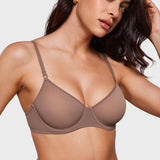 Women's Sheer Mesh Demi Bra Brown Purple