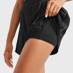 INGIA Women's Flowy Athletic Shorts Pleated Skort Flared A-Line with Pockets 4" Black