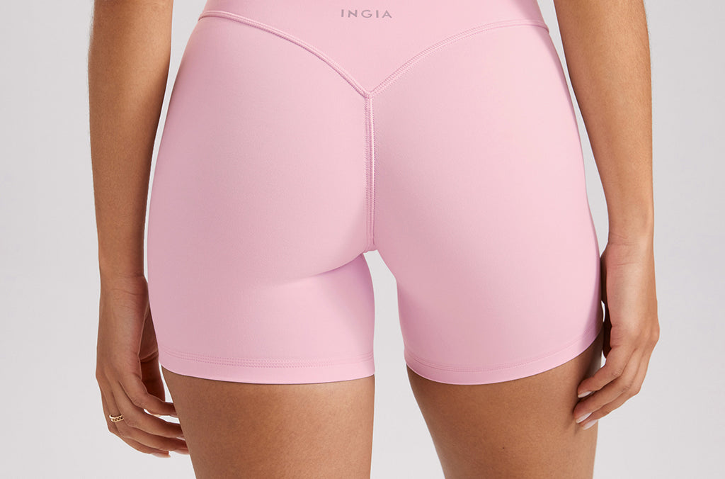 INGIA Womens High Waist No Front Seam Scrunch Butt Biker Shorts 5'' V-Back Scrunch Booty Gym Workouts Royal