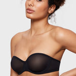 Women's Sheer Mesh Strapless Bra Black