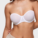Women's Sheer Mesh Strapless Bra White