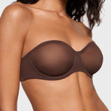 Women's Sheer Mesh Strapless Bra Hazelnut