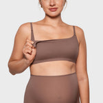 Women's Inbarely® Soft Three Layer Nursing Bralette - Scoop Neck Brown Purple @model_info:ES1