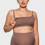 Women's Inbarely® Soft Three Layer Nursing Bralette - Scoop Neck Brown Purple @model_info:ES1