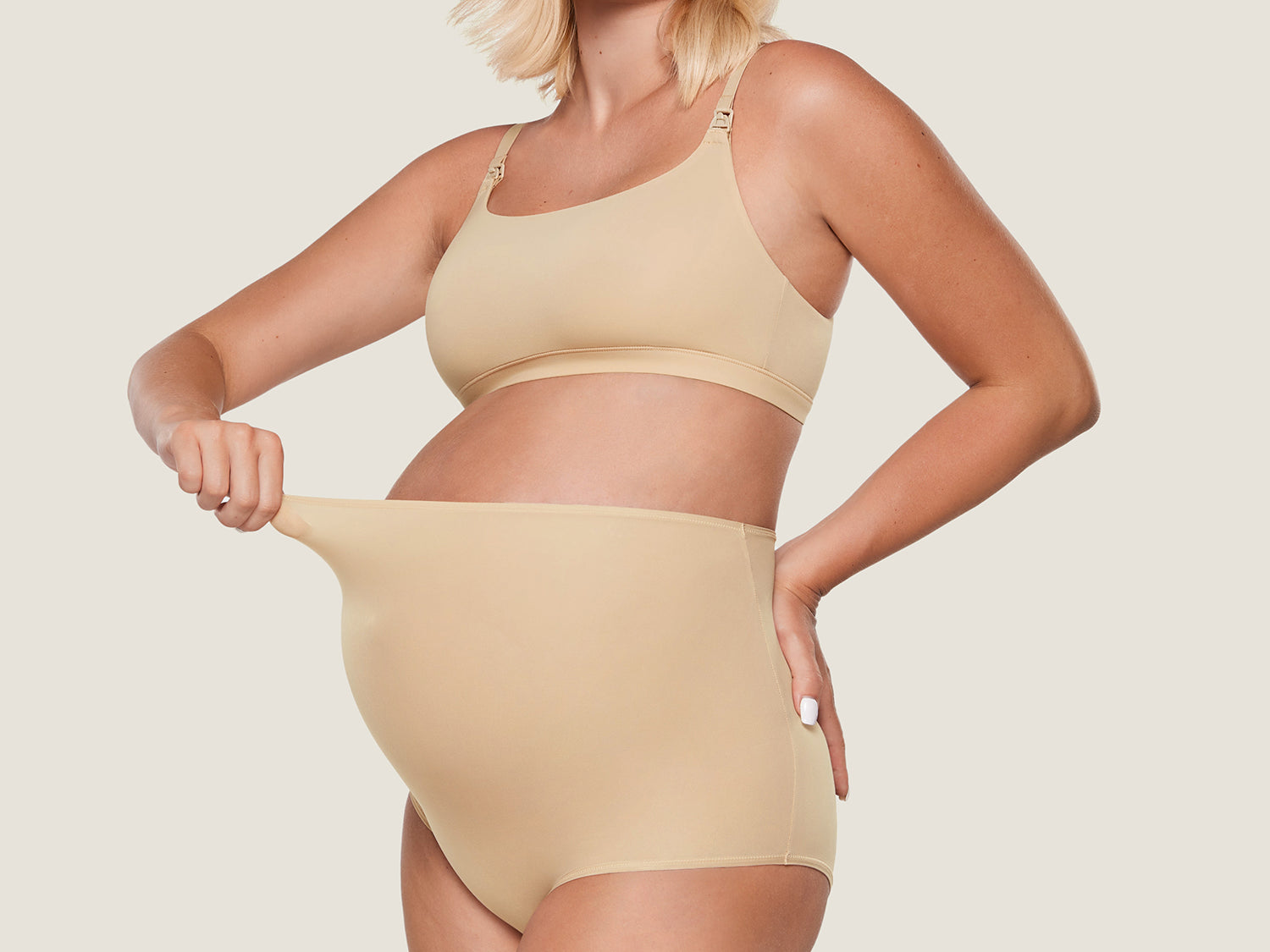 Women's High Waist Full Coverage Maternity Panties 2 Pack Light Oatmeal (2pack) @model_info:SHOPIFY2